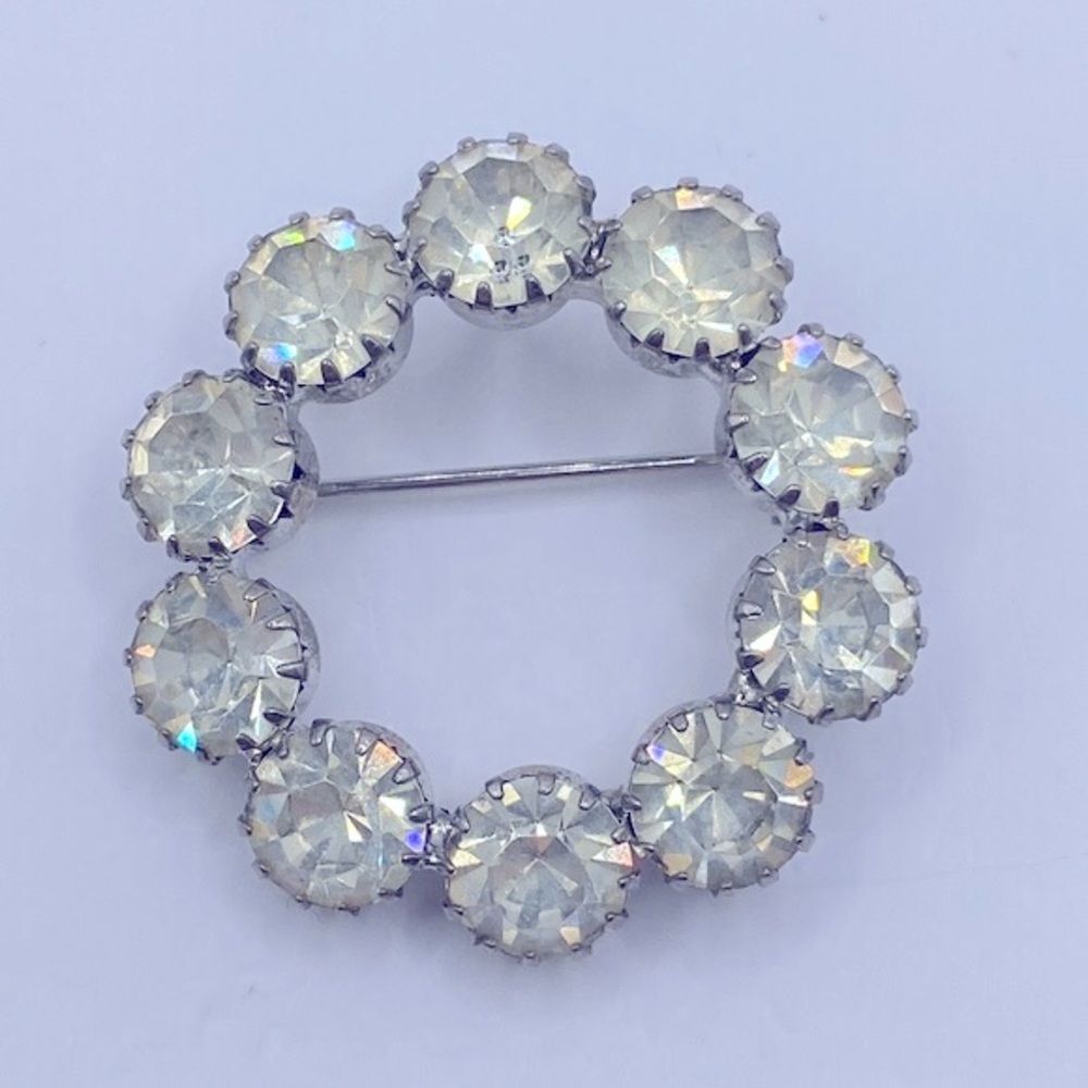 Vintage Round Rhinestone Brooch